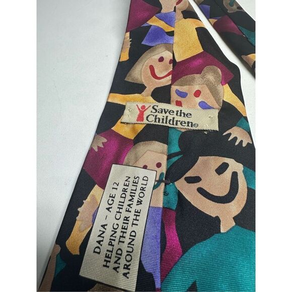 Save the Children Art-to-Wear Dana Age 12 Children Diversity Silk Men's Necktie - Picture 2 of 5